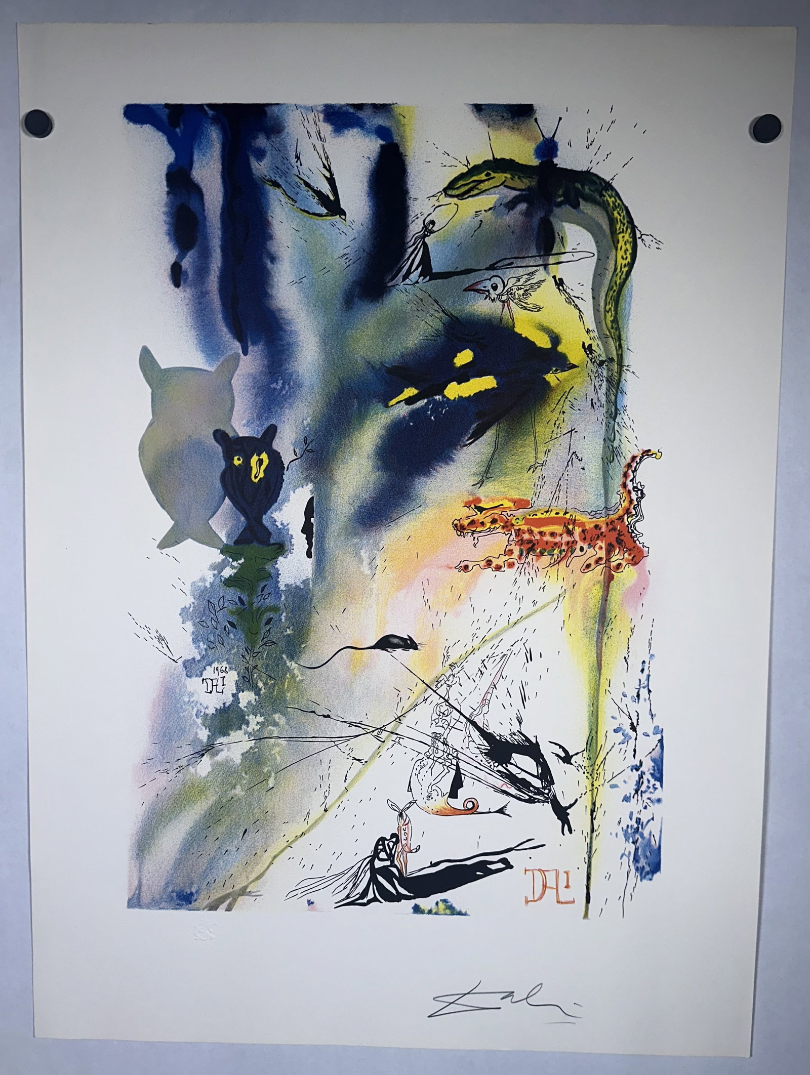 Salvador Dali Signed Alice in Wonderland Lithograph A Caucus Race: Salvador Dali Signed Alice in Wonderland Lithograph A Caucus Race This artwork is A Caucus Race and a Long Tale (1969), a heliogravure print by Salvador Dal? from his Alice?s Adventures in Wonderland 