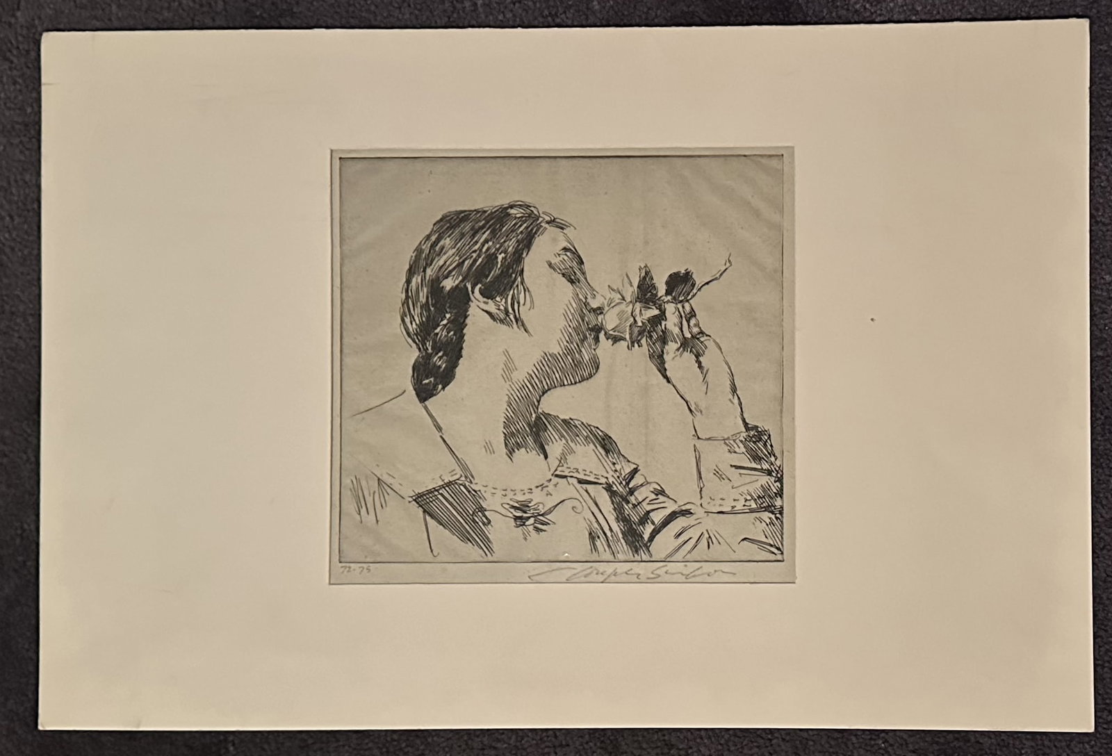 Etching A Rose by British artist Joseph Simpson, created in 1926: Etching A Rose by British artist Joseph Simpson, created in 1926 This artwork is an original 1926 etching titled A Rose by British artist Joseph Simpson (1879?1939), pencil-signed in the lower margin.