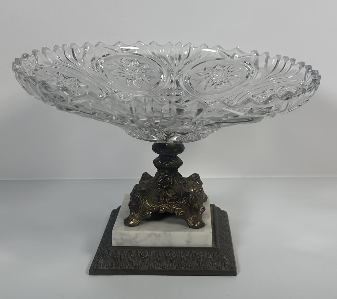 Large Cut Crystal Taza on Marble Base Centerpiece (1 of 4)