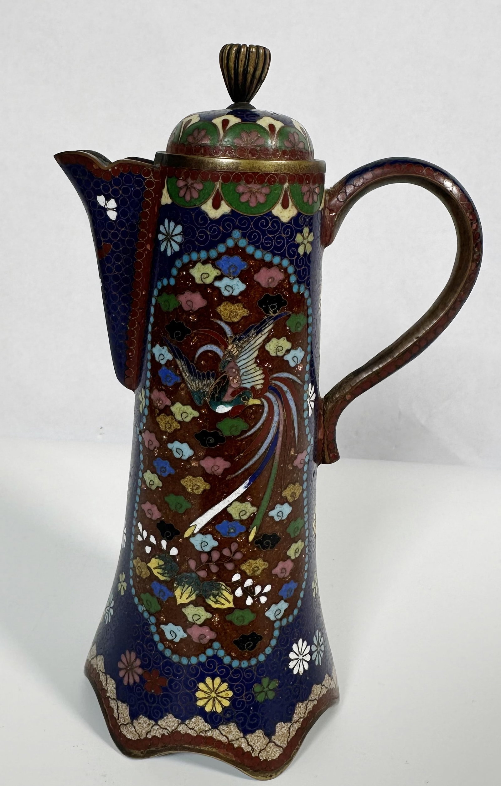 Japanese Cloisonne Enamel Lidded Pot - Meiji Period (1 of 7)