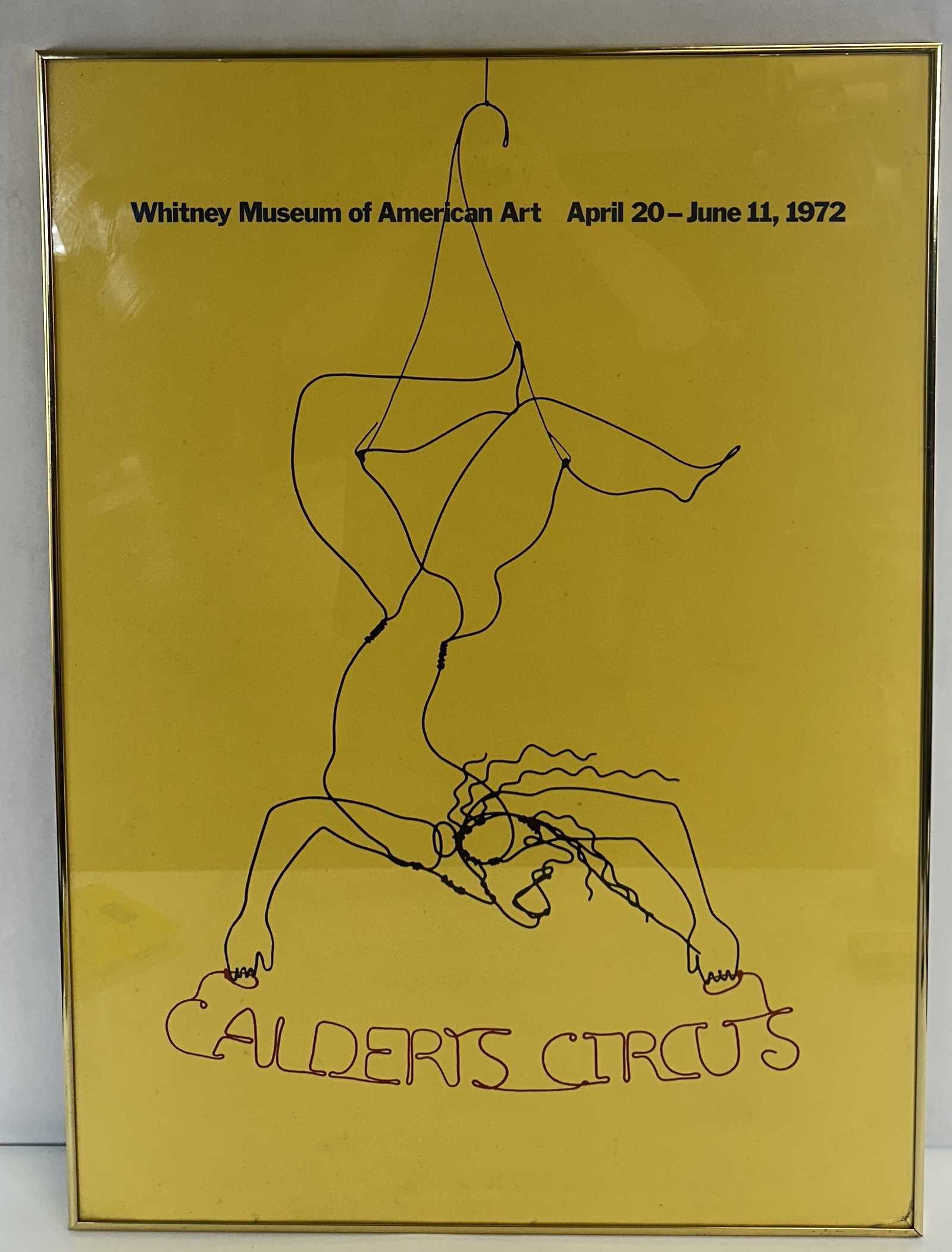 Calder Circus 1972 Framed Poster (No Glass): Calder Circus 1972 Framed Poster (No Glass) This is an original 1972 exhibition poster for Alexander Calder?s Calders Circus at the Whitney Museum of American Art, featuring a striking black wire-styl