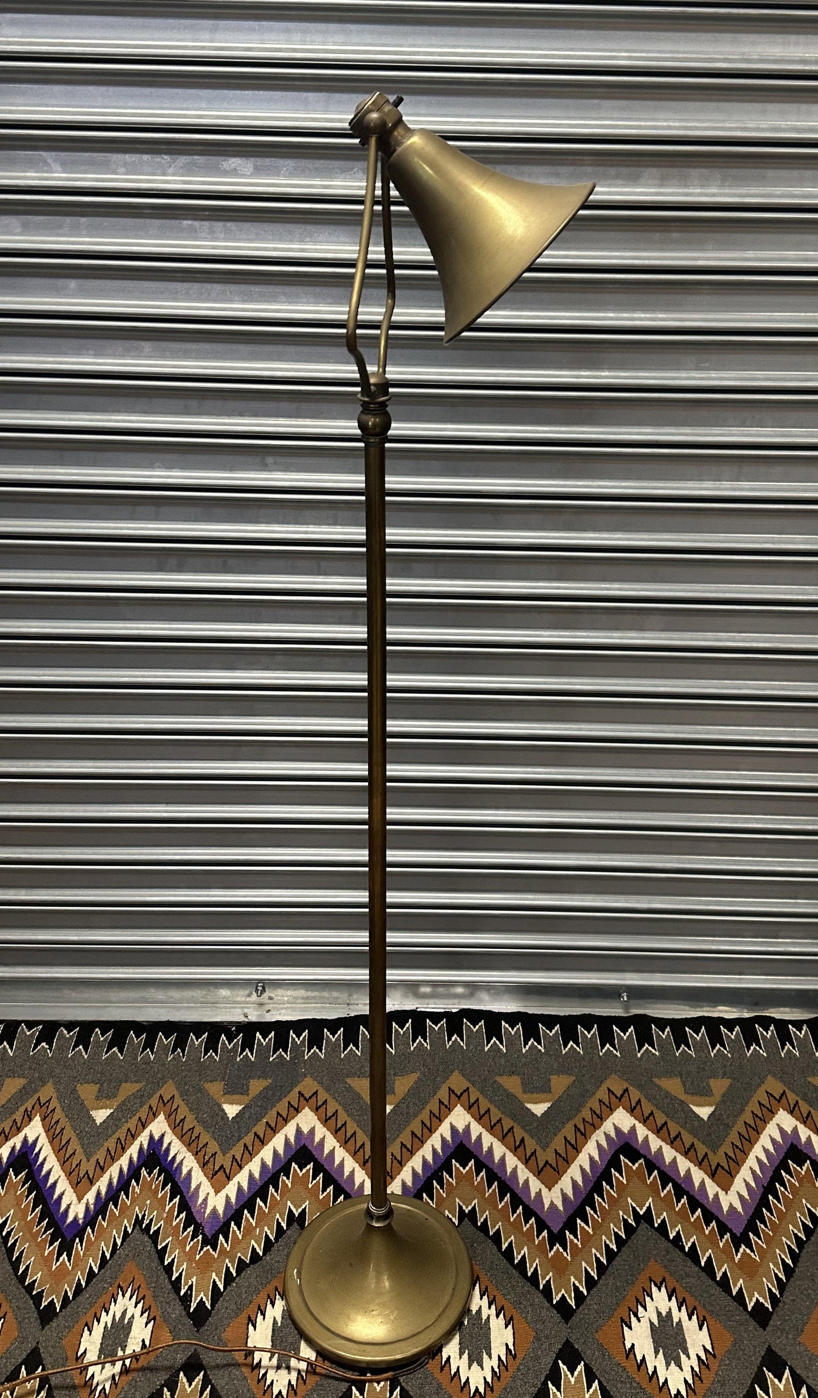 Bradley and Hubbard Floor Lamp - Needs Rewiring: Bradley and Hubbard Floor Lamp - Needs Rewiring Bronze Bradley and Hubbard Arts and Crafts floor lamp with a bell shaped shade. Cast mark can be seen on teh base. Good honest antique lamp by a well