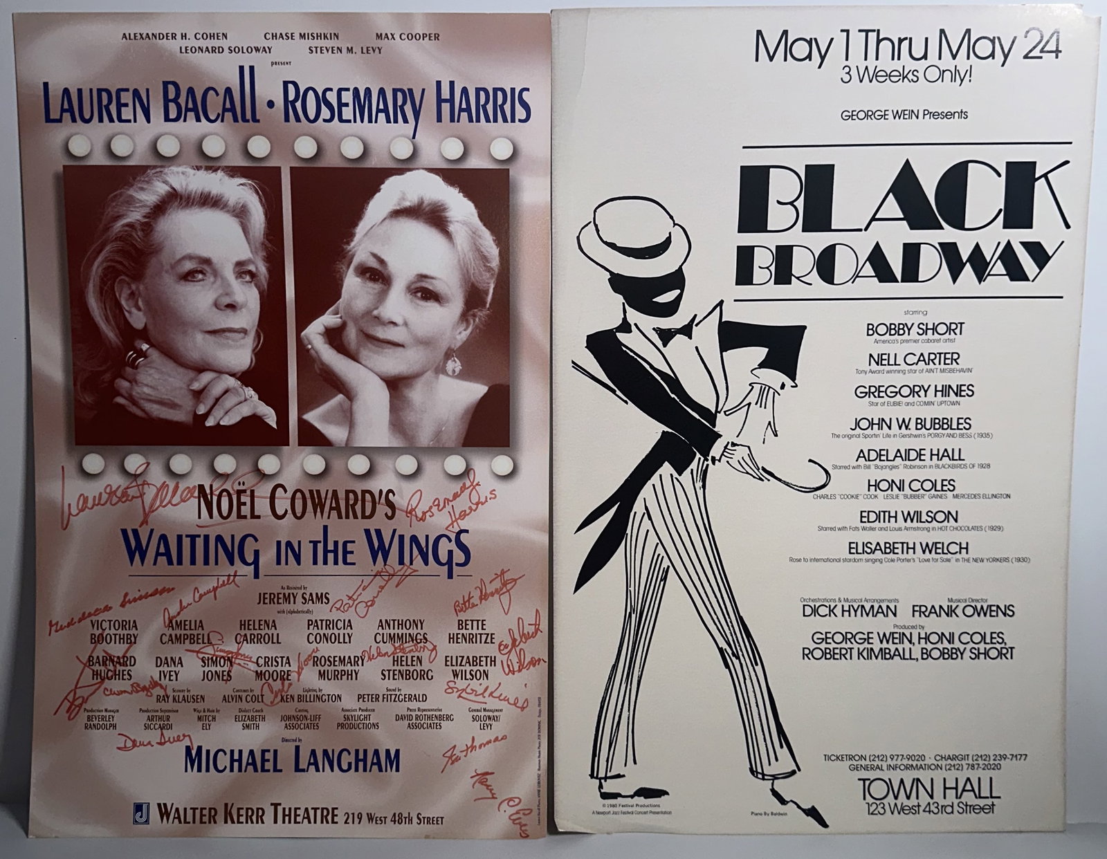 Two Broadway Theatre Posters - On the Wings Cast Signed Lauren Bacall (1 of 6)