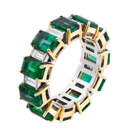 Eternity Band with Green Emeralds and Diamonds