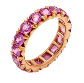 Eternity Band in 18K Rose Gold with Pink Sapphires
