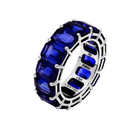 Anniversary Band in PT950 with Blue Sapphires