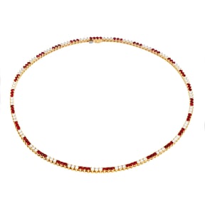Alternating Tennis Necklace with Diamonds & Rubies