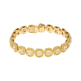 M&V Vanguard Fancy Yellow Diamond Halo Bracelet in 18K Yellow Gold – 20 GIA Certified Stones