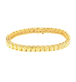 Tennis Bracelet with Fancy Yellow Radiant Cut Diamonds