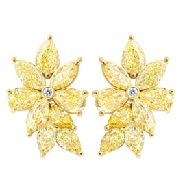 M&V Vanguard Cluster Earrings with Fancy Yellow Diamonds