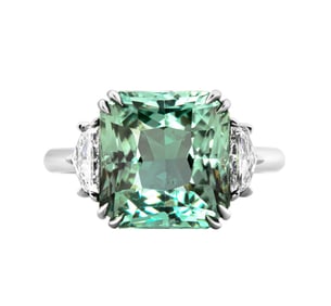 GIA Certified 3 Stone Ring with Mint Toumaline