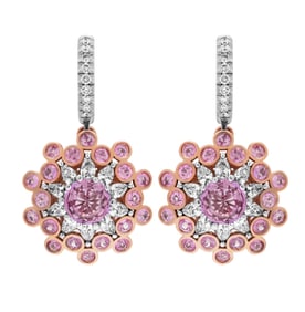 Snowflake Halo Earring with Pink Sapphires and Diamonds