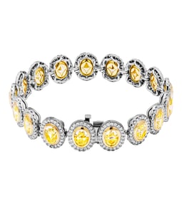 M&V Vanguard GIA Certified Tennis Bracelet with Oval Yellow Diamonds