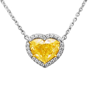 GIA Certified Heart Shape Pendant with 6.79ct  Fancy Light Yellow Diamond