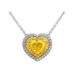 GIA Certified Heart Shape Pendant with Fancy Light Yellow Diamond