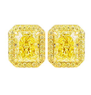 M&V Vanguard GIA Certified Fancy Light Yellow Radiant Cut Diamond Stud Earrings: Elevate your fine jewelry collection with this truly exceptional pair of GIA-certified Fancy Light Yellow radiant cut diamond stud earrings by M&V Vanguard - a masterpiece of rarity, brilliance, and e