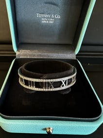 Tiffany&Co. 18k White Gold and Diamond Atlas Bangle Bracelet
