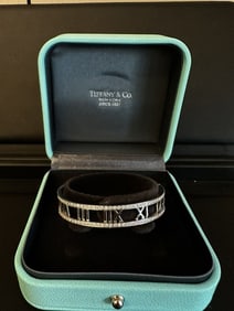Tiffany&Co. 18k White Gold and Diamond Atlas Bangle Bracelet