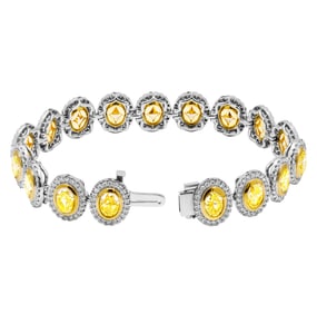 M&V Vanguard GIA Certified Tennis Bracelet with Oval Yellow Diamonds