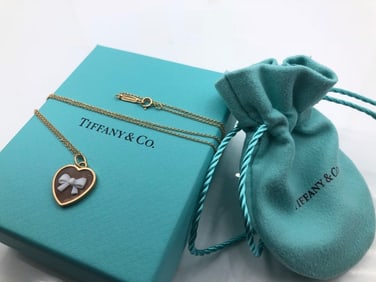 Authentic Tiffany & Co Tiffany & Co. Diamond 18K RG Botai Heart Pendant Camio.