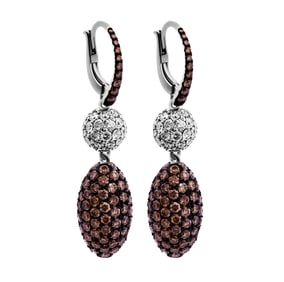 Micro Pave Drop Earrings with White&Cognac Diamonds