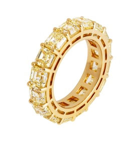 Eternity band with Fancy Yellow Asschers cut 0.60ct each