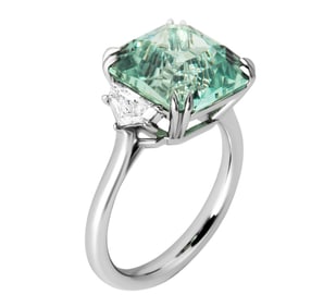 GIA Certified 3 Stone Ring with Mint Toumaline