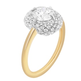 GIA Pavè Bubble Engagement Ring with 1.02ct I VS2 Round Diamond
