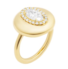 GIA Pavè Button Ring with 1.01ct I SI1 Oval Diamond