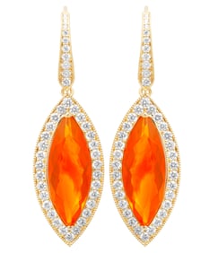 Drop Earrings with Fire Opals and Diamonds