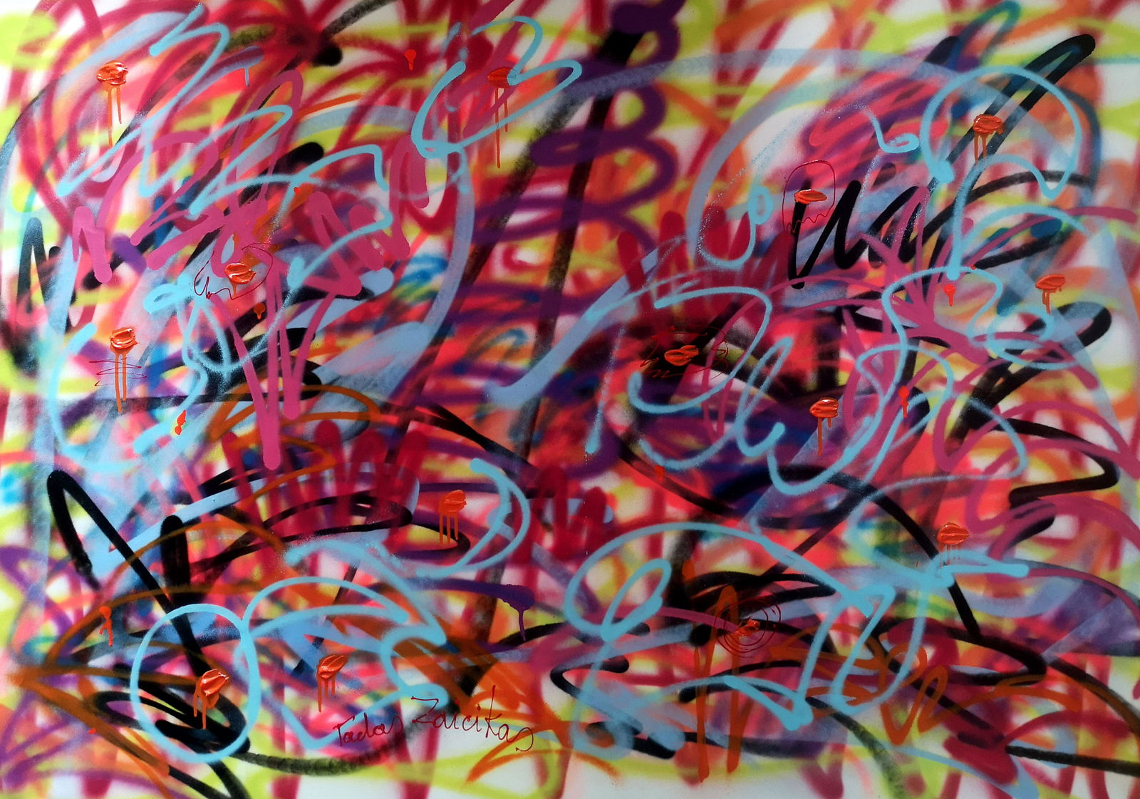 TedyZet - "Ultra Lines A14"original urban abstract large size painting on unstretched canvas, hand (1 of 6)