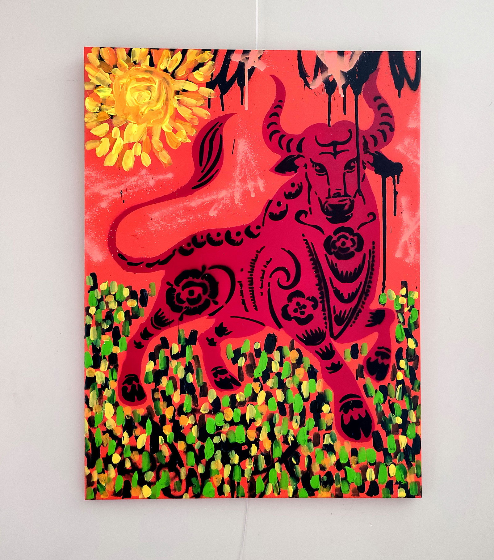 TedyZet - "Bull's power _ Summer time #3"original acrylic painting; hand signed 18" x 24"in (1 of 2)