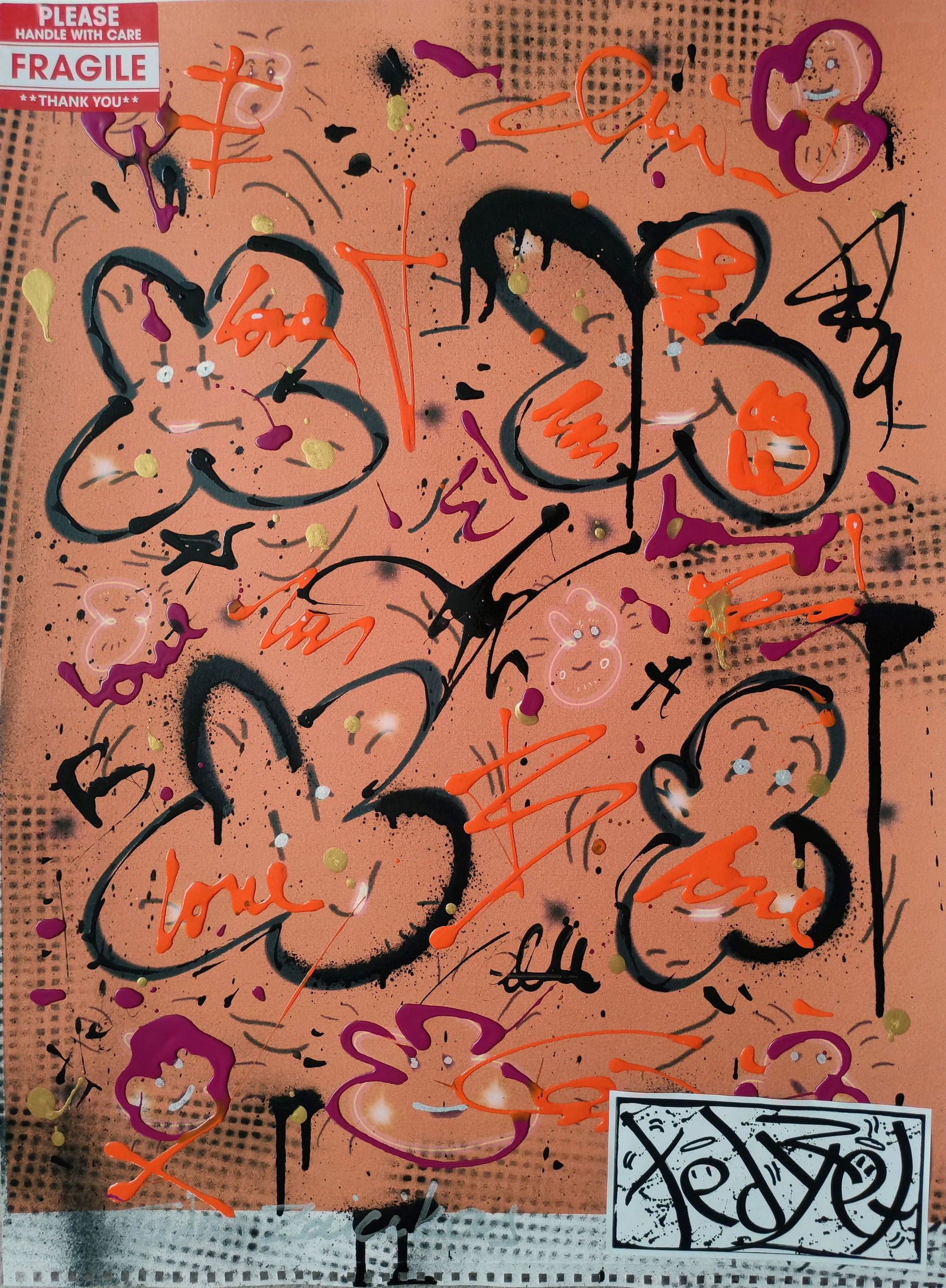 TedyZet - Smiles, Original urban abstract painting, COA, 18"x24"in (1 of 5)