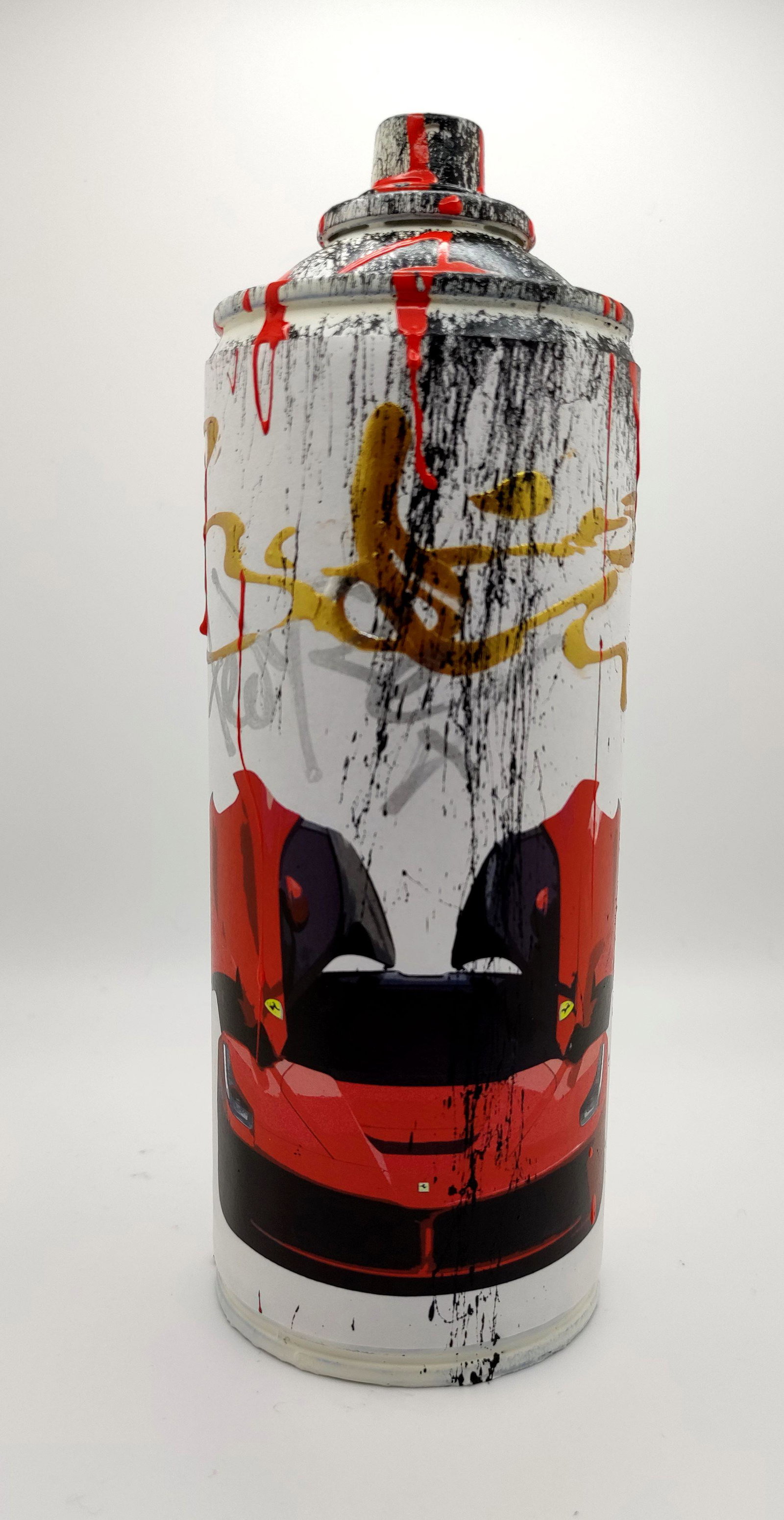 TedyZet - Sculpture/painting -POP Can_ Ferrari C, painting on spray can, COA; 7"x 3"x 3"in (1 of 4)