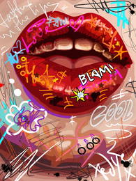 TedyZet - Street Lover_ Graffiti Lips, digital print, COA; 18" x 24"