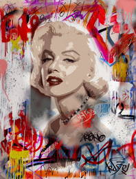 TedyZet - Graffiti_ Marilyn Monroe 2, NFT's + Canvas print, COA; 18" x 24" in