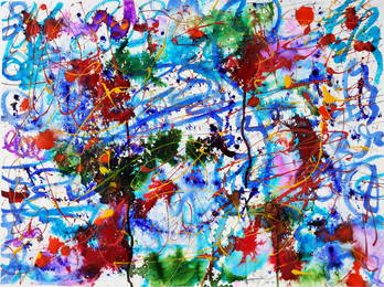 TedyZet - Burst of summer_ page 1, Original abstract painting, COA, 18"x24" in