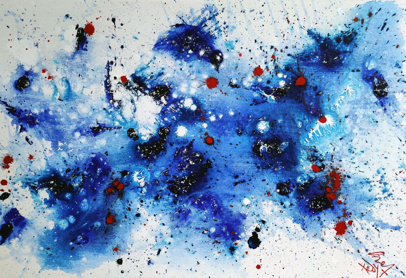 TedyZet -  "Blue Lagoon_ PR", vivid abstract, limited edition giclee, COA, 13"x19" in (1 of 2)
