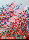 Ele2Wais - "Flowering Shrub" original abstract painting on canvas hand signed 24" x 18"