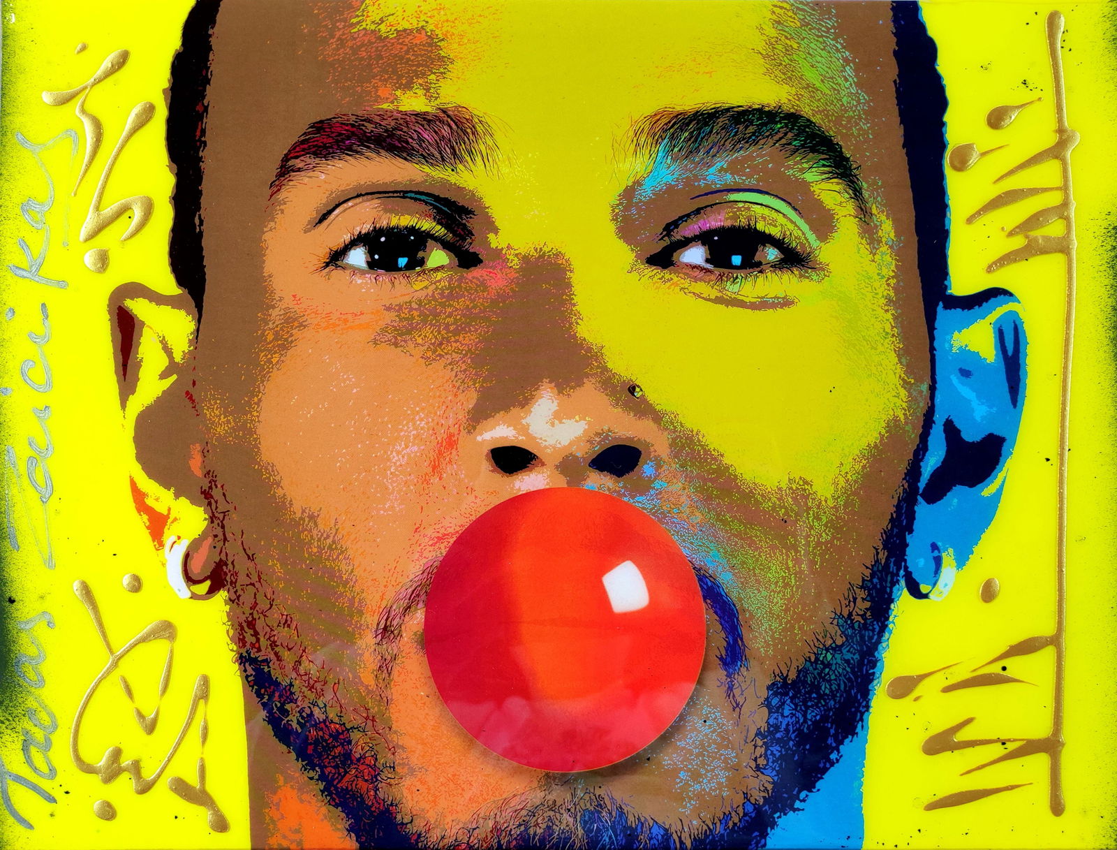TedyZet - POP_ Lewis Hamilton & Red balloon, original POP Art painting, COA; 16" x 12" (1 of 3)
