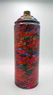 TedyZet - Sculpture/painting -CAN_ 69, COA; 7"x 3"x 3"in: This original 3D artwork is hand-painted on an empty spray-paint can. Title: CAN_ 69; Year: 2022; Hand signed; Artist: Tadas Zaicikas - TedyZet (b1974); Certificate of Authenticity issued by the