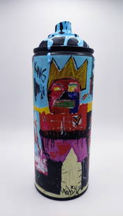 TedyZet - Sculpture/painting -CAN_King & Boxer #1, COA; 7"x 3"x 3"in: This original 3D artwork is hand-painted on an empty spray-paint can. Title: CAN_King & Boxer #1; Year: 2023; Hand signed; Artist: Tadas Zaicikas - TedyZet (b1974); Certificate of Authenticity issued