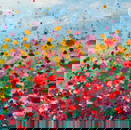 Ele2Wais - "Flower Glade" original abstract painting on canvas hand signed 19" x 19"