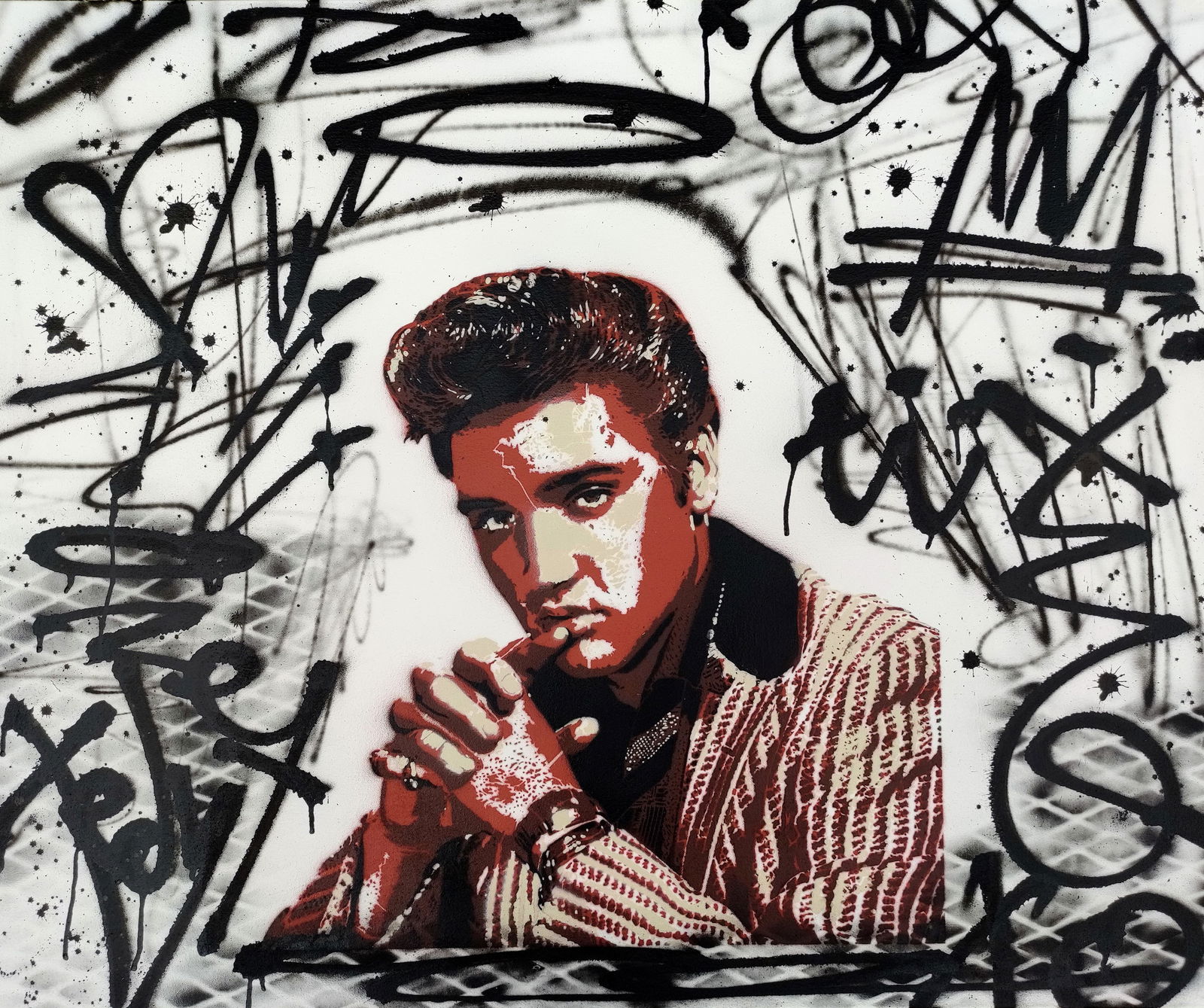 TedyZet -Graffiti _ Elvis Presley, Original urban art, COA, 36"30" in (1 of 6)
