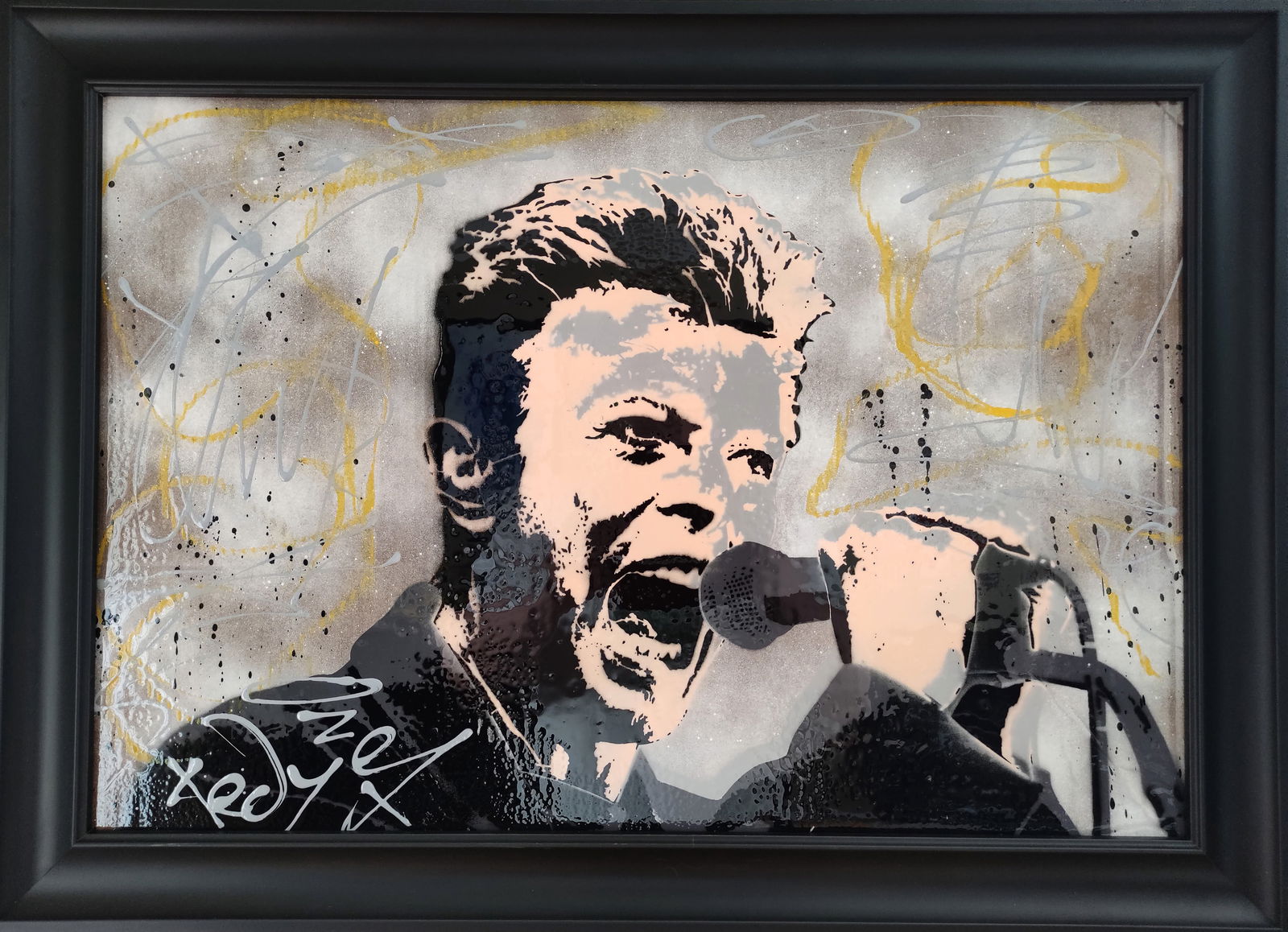 TedyZet - Lines_ David Bowie, Original Oil graffiti urban abstract painting, COA, 32"x24" in (1 of 5)