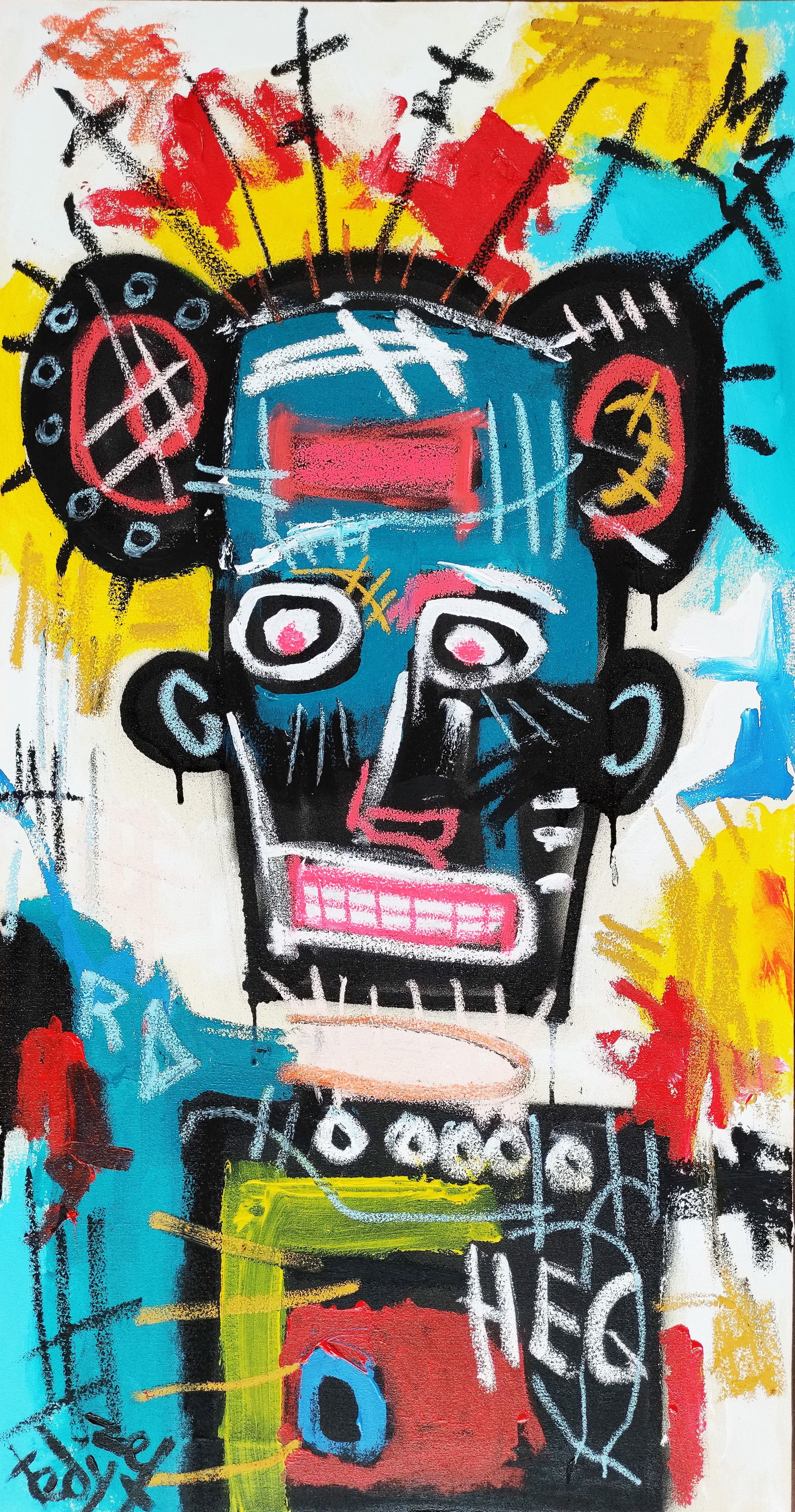 TedyZet -Mr. Bobo, Original OIL abstract, COA, 16"x30" in (1 of 5)