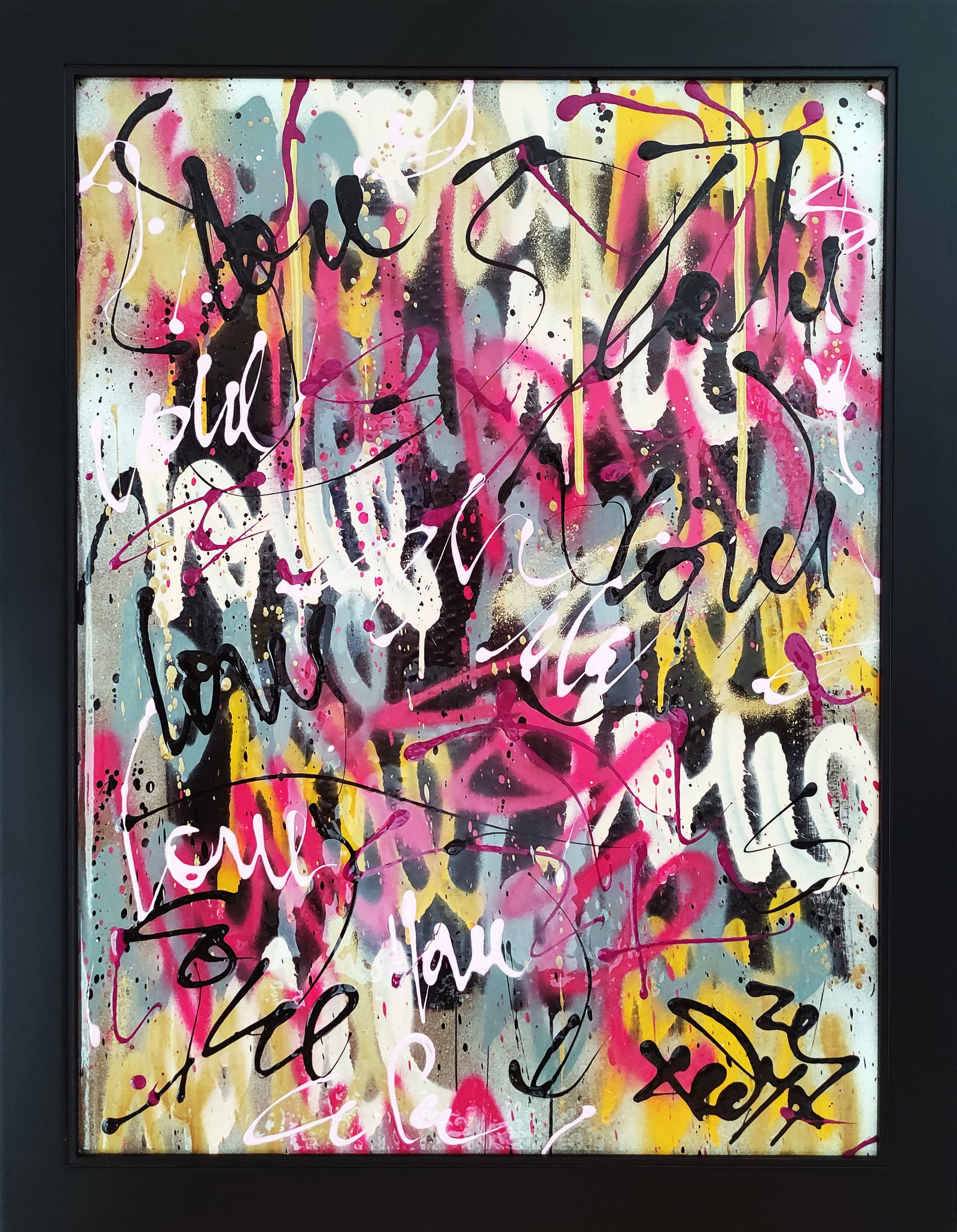 TedyZet - Lines_drawing love B, Original Oil graffiti urban abstract painting, COA, 21"x27" in (1 of 6)