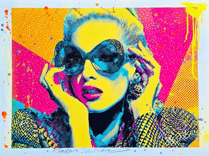 Lady Gaga_ Sunburst Diva – 18"x24" – TedyZet – Original painting: Lady Gaga_ Sunburst Diva18 x 24 inches (approx. 46 x 61 cm)Mixed media: Canon ink, acrylic ink, spray paints, charcoal, glitter, markers on Canon 230GSM art paper.Signed by the artist on the front and