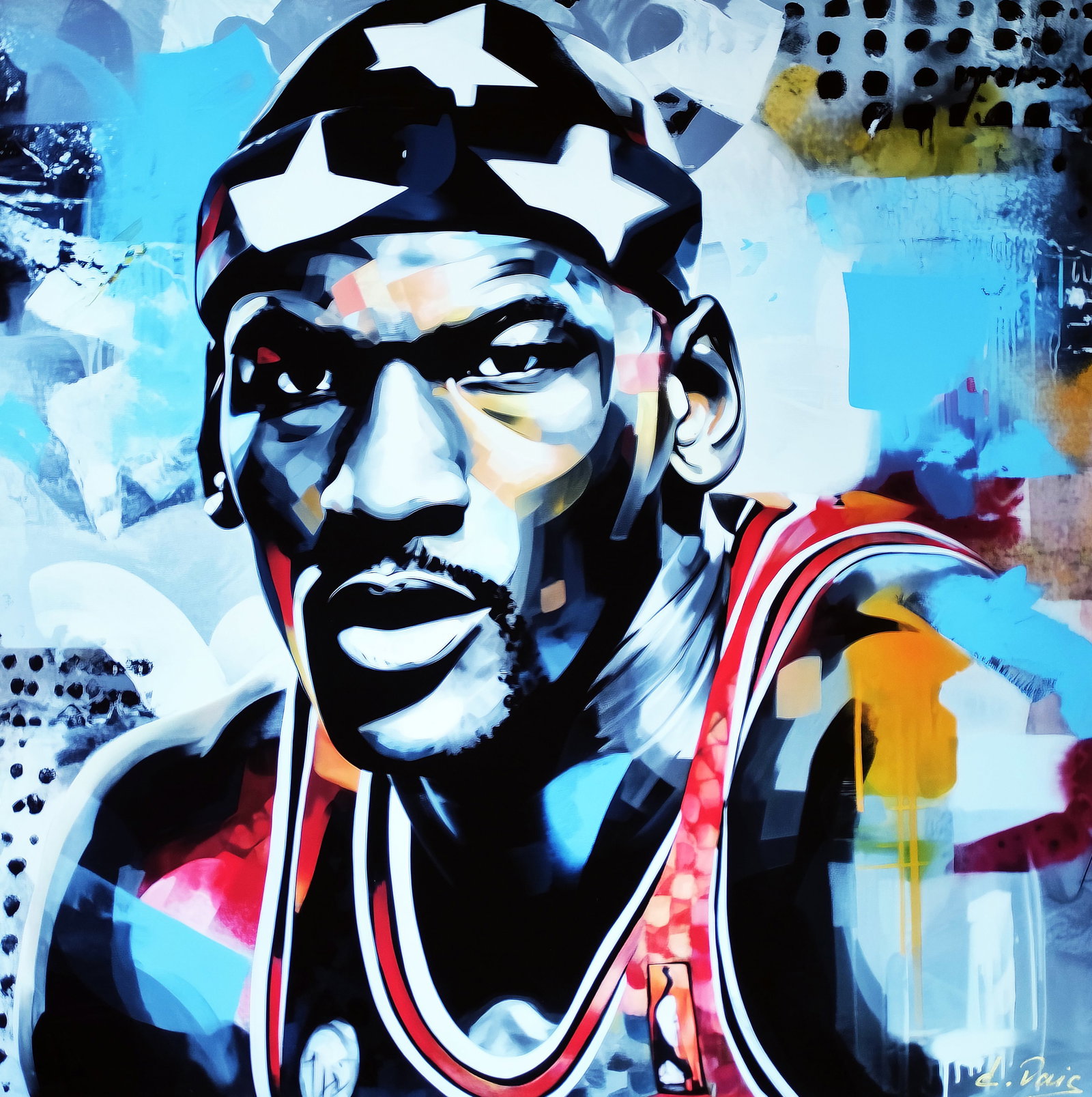 Elena Vaisman – " Michael Jordan - Inner Fire", Painting on art paper, 24x24 in (61 × 61 cm) , (1 of 3)