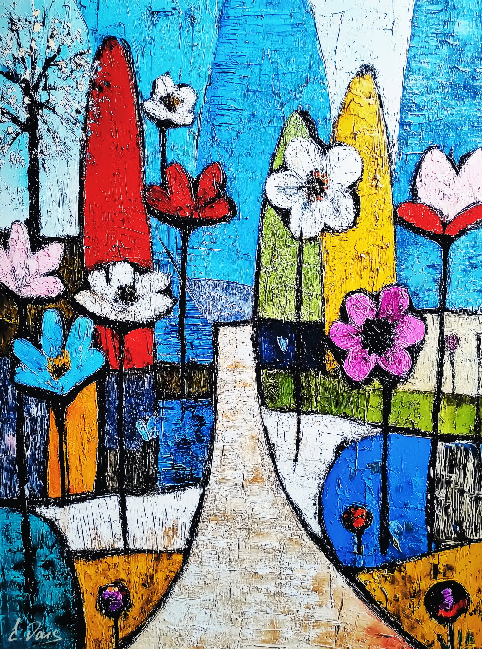 Elena Vaisman – "Colorful Journey 2", Painting on art paper, 18x24 in (45,5 × 61 cm) , 2025: "Colorful Journey 2" is an 18 × 24-inch (45,5 × 61 cm) piece on heavyweight art paper, signed and dated 2025 by Elena Vaisman on both front and back. Unframed and in pristine condition, it comes wit